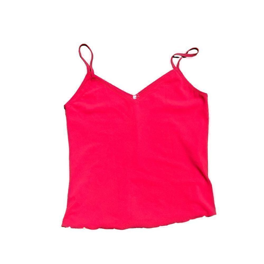 Pink Spaghetti Strapped Blouse W/ Pearl Accents